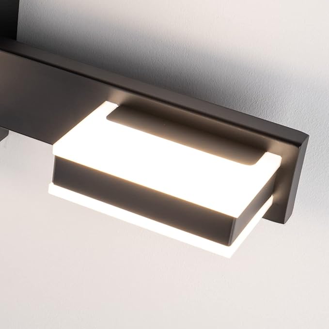 mirrea 20" LED Black Vanity Light 3000K/4000K/5000K CCT Adjustable 3 Light Bathroom Light Fixture Over Mirror