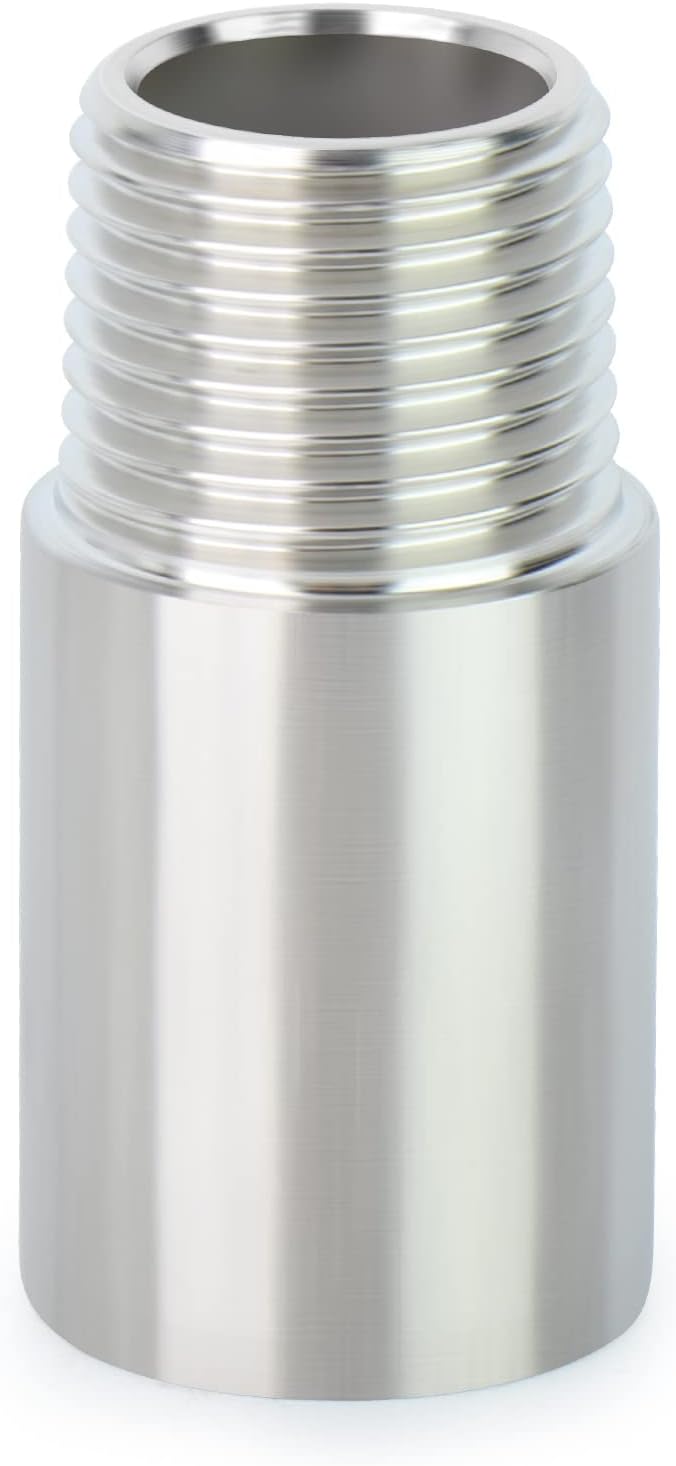 TAISHER 2PCS Stainless Steel Pipe Fittings, 1/2" NPT Male x 1/2" NPT Female Threaded, 2" Length Nipple Cast Pipe