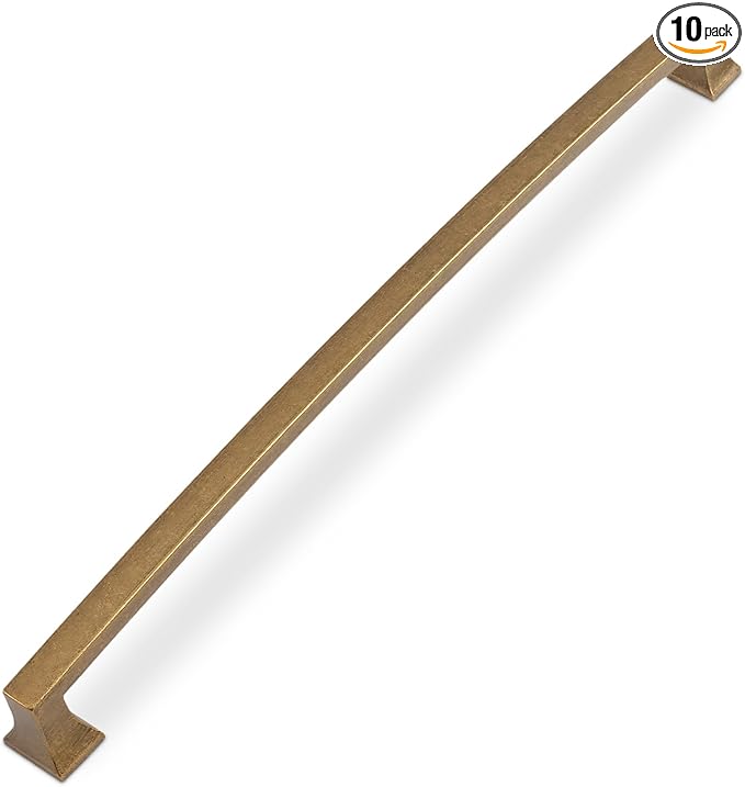 COTYKILEY 10 Pack 12.6 Inch(320mm) Antique Brass Kitchen Cabinet Handles Cabinet Pulls Vintage Drawer Pulls Aged Gold Bronze Kitchen Cabinet Hardware