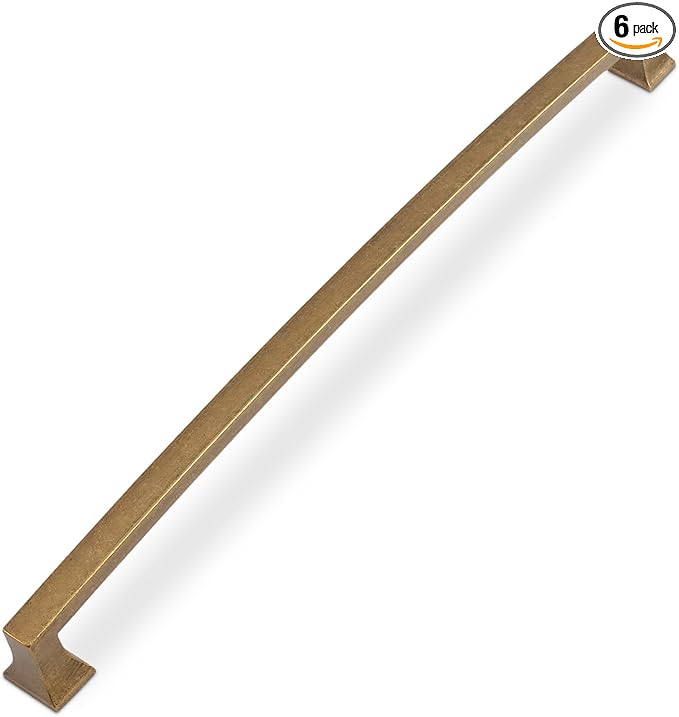 COTYKILEY 6 Pack 10 Inch(254mm) Antique Brass Kitchen Cabinet Handles Cabinet Pulls Vintage Drawer Pulls Aged Gold Bronze Kitchen Cabinet Hardware