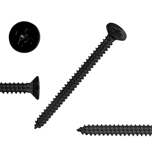 Black Oxide 100 PCS #8X1 Stainless Steel Phillips Flat Head Wood Screws,Stainless Steel 18-8 A2(304) Screw,Home Screw Kit by QISHENG