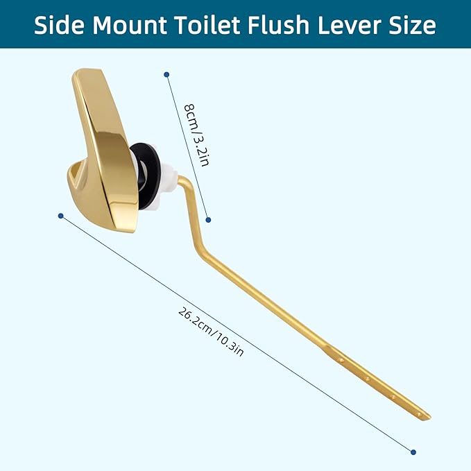 2Pack Universal Side Mount Toilet Handle Replacement Kit Compatible with Kohler K-GP30324-CP/Glacier Bay Toilet with Flapper Chains, Metal Toilet Flusher Lever, Shiny Gold