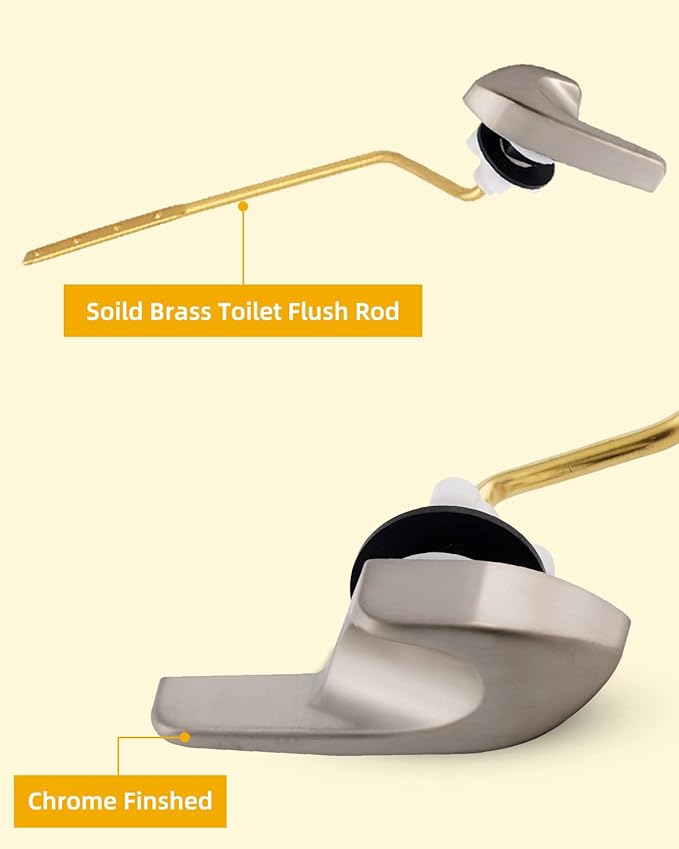 iFealClear Universal Brass Toilet Handle Replacement Kit, Side/Angle Mount Toilet Flush Handle Compatible with Kohler K-GP30324-CP/TOTO/American Standard, Stainless Steel Flapper Chain, Brushed Nickel