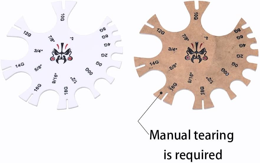 COOEAR Acrylic Piercing Gauge Measurement Wheel 18G-1 Inch.