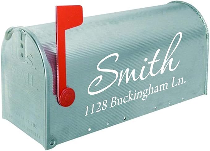 VWAQ Mailbox Decals Personalized Address and Street Name Outdoor Stickers CMB1 (19 Inch X 9 Inch, White)