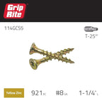 Grip-Rite 114GCS5#8 x 1-1/4", T25 Star Drive Gold Construction Wood Screw, 5lb Box