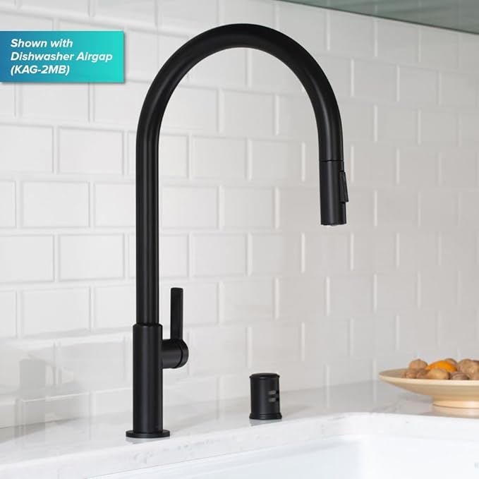 KRAUS Oletto High-Arc Single Handle Pull-Down Kitchen Faucet in Matte Black, KPF-2821MB