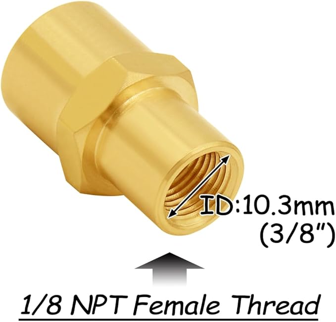 3PCS Brass Reducer Adapter, 1/8" NPT Female to 1/4" NPT Female Thread, Hex Reducing Pipe Fitting Coupler Nipple Connector for Water/Oil/Gas