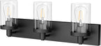 Aipsun Black Vanity Light for Bathroom 3 Light Farmhouse Bathroom Lights Fixtures Over Mirror with Clear Glass Shade(Exclude Bulb)
