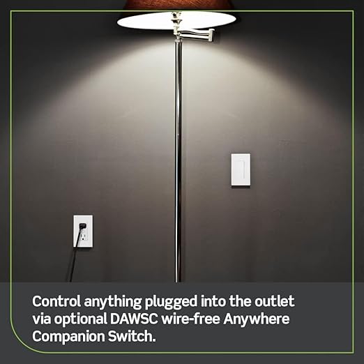 Leviton Decora Smart Outlet, Tamper-Resistant 15A, Wi-Fi 2nd Gen, Works with My Leviton, Alexa, Google Assistant, Apple Home/Siri & Wire-Free Companions for Switched Outlet, D215R-1RW, White