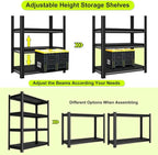 48" W Garage Shelving Heavy Duty, 2000 Lbs Loads Garage Storage Shelves Heavy Duty, Metal Shelving Units and Storage Racks, Industrial Utility Shelf,48" Wx16 Dx63 H, Black