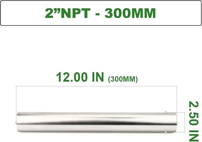 TAISHER 1PCS Stainless Steel Pipe Fittings, 2" NPT Female x 2" NPT Female Threaded, 12" Length Nipple Cast Pipe