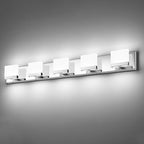 SineRise LED Modern Bathroom Vanity Light Fixtures (5-Light, 40-Inch, 6000K), Chrome Modern Acrylic Bathroom Wall Lighting Fixtures Over Mirror