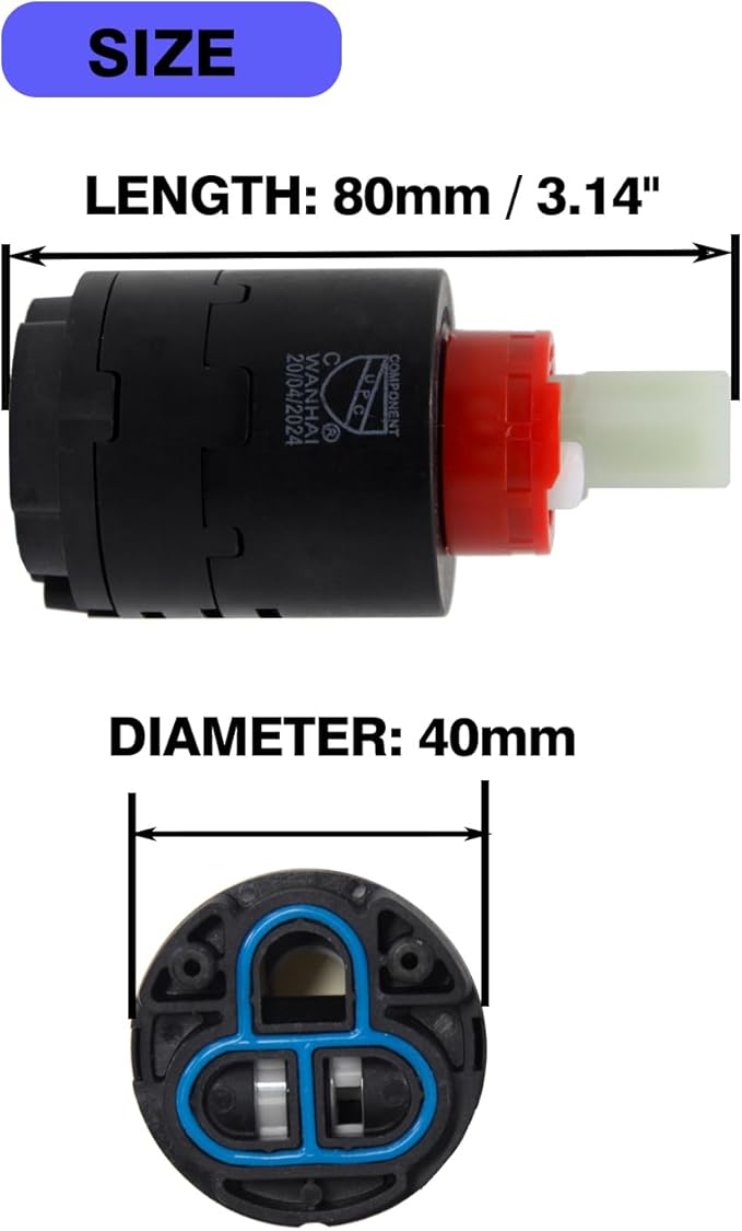 40PHF-1 Pressure Balance Cartridge (1 Pack),Shower Cartridge Replacemen,Compatible With Shower Faucet for Shower Valve, Product Height 3.22 in (82mm) Width 1.57 in (40 mm)