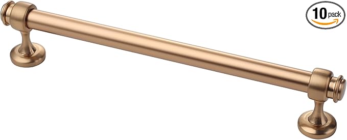 Alzassbg 10 Pack Dark Champagne Bronze Cabinet Pulls, 7 Inch(177.8mm) Hole Centers Cabinet Handles Kitchen Hardware Straight Bar for Cabinets and Drawer AL3082TGP