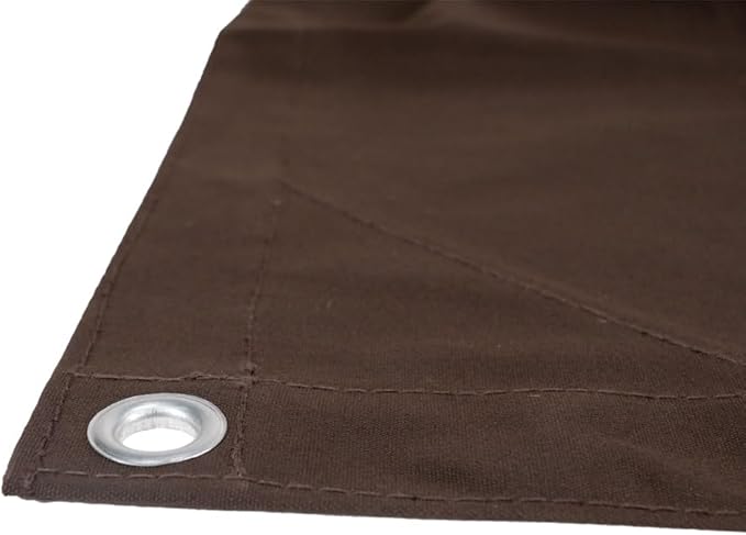 Mytee Products 7' x 9' Dark Brown 12oz Canvas Tarp with Grommets - Water Resistant - Heavy Duty Canvas Tarps - Multipurpose Tarpaulin Cover for Canopy Tent, Roof, Camping, Semi Trucks & Cargo