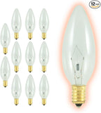 GoodBulb 25 Watt Torpedo Candelabra Light Bulbs B10 Clear Finish E12 Base 2700K Soft White Light Dimmable 25W 175 Lumens Decorative Chandelier Bulbs Incandescent 12 Bulbs Pack