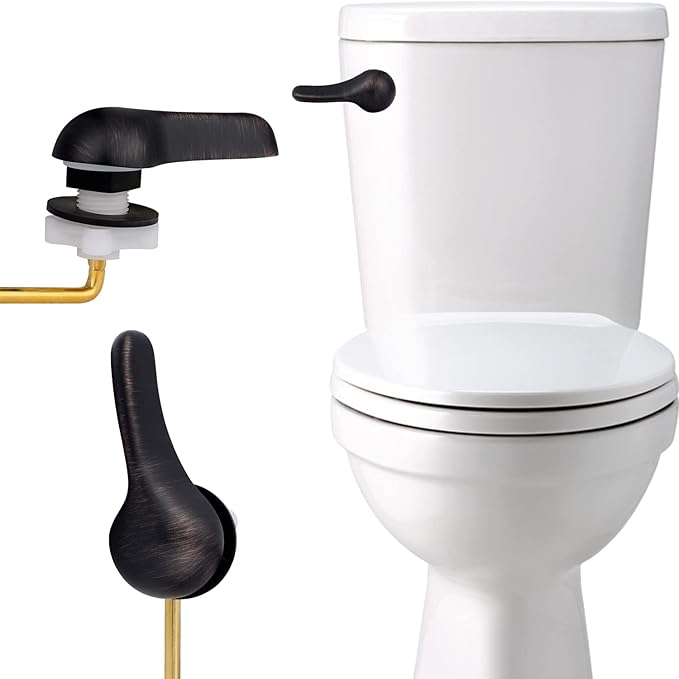 iFealClear 2 Pack Toilet Handle Replacement Kit, Universal Front Mount Tank Flush Lever Replacement, Solid Brass Trip Lever Fits Most Toilets, Oil Rubbed Bronze