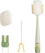 5 in 1 Bottle Cleaning Brush, 2025 New Travel Bottle Cleaner Kit, Long Handle Brush, Bottles Cleaner Brushes Set for Baby Bottles, Mugs, and Wine Glasses (Green)