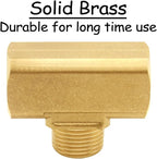 2PCS 3/8 Inch Brass Tee Pipe Fitting 3/8" NPT Female x 3/8" NPT Male x 3/8" NPT Female for Water/Oil/Gas
