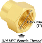 3PCS Brass Reducer Adapter, 1/2" NPT Female to 3/4" NPT Female Thread, Hex Reducing Pipe Fitting Coupler Nipple Connector for Water/Oil/Gas