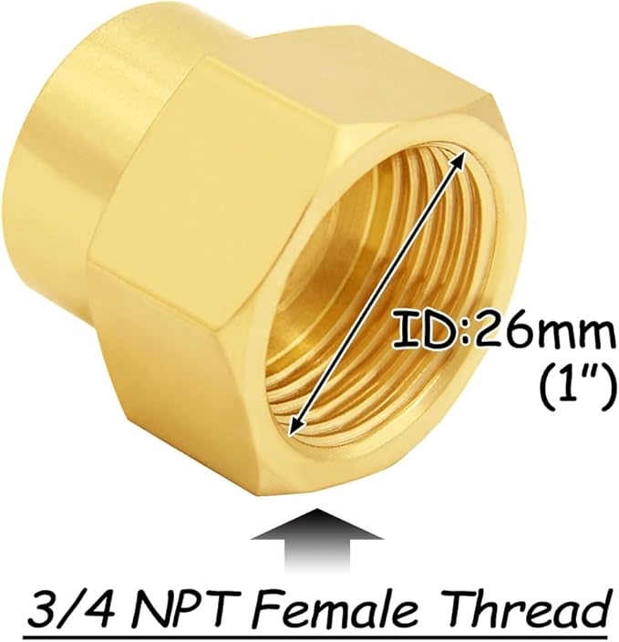 3PCS Brass Reducer Adapter, 1/2" NPT Female to 3/4" NPT Female Thread, Hex Reducing Pipe Fitting Coupler Nipple Connector for Water/Oil/Gas