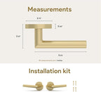Mega Handles Ronn Dummy Lever Door Handle Set for Closet or French Doors, Single Side, Non-Turning Reversible Door Levers, Fits All Standard Door Sizes, Screws Included - Satin Brass (2 Pack)
