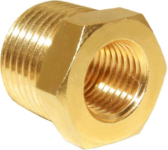 Hooshing 6PCS 1/2" NPT Male x 1/4" NPT Female Brass Reducer Hex Bushing Pipe Fitting Hose Tube Adapter