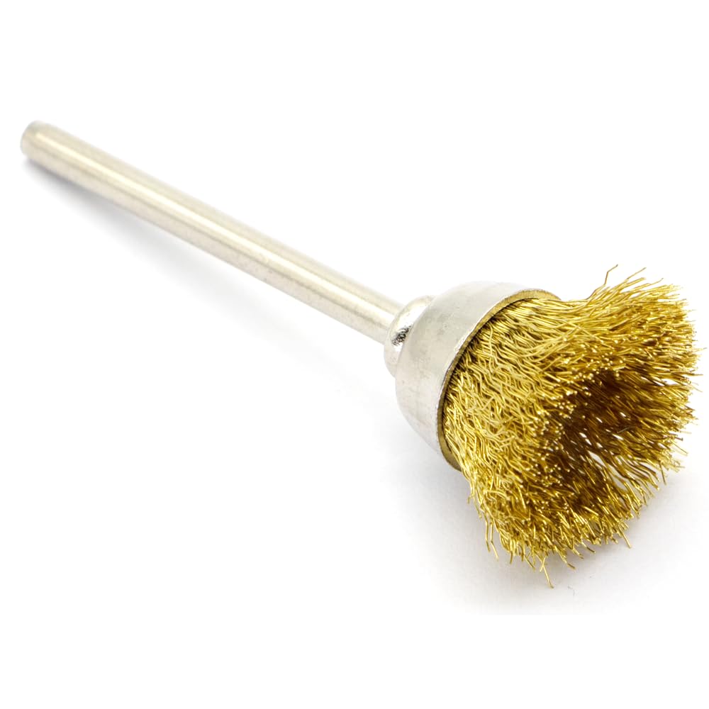20PCS Brass Wire Brushes - Metal Rust Removal, Cleaning, and Polishing - 15mm Diameter, 1/8″ (3mm) Shaft - Removes Burrs, Dust, and Oxide Layer - Handles Rough Surfaces - Rotary Tool Accessories