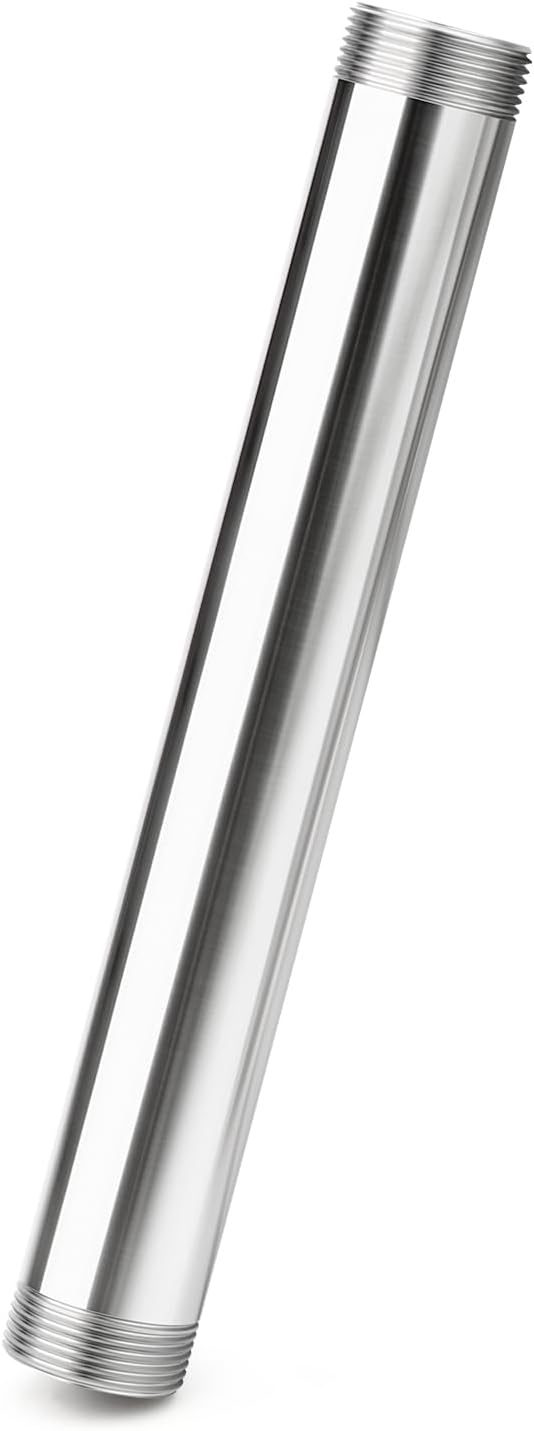 TAISHER 1PCS Stainless Steel Pipe Fittings, 2" NPT Male x 2" NPT Male Threaded, 10" Length Nipple Cast Pipe