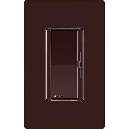 Lutron Diva Smart Dimmer Light Switch for Caseta Lighting (Lutron Smart Hub Required), for LED Lights, 150W, Single-Pole/3-Way, No Neutral, Brown (DVRF-6L-BR)