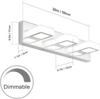 Ralbay Dimmable LED Vanity Light Modern 3 Light Acrylic Stainless Steel for Bathroom Vanity Lighting Fixtures