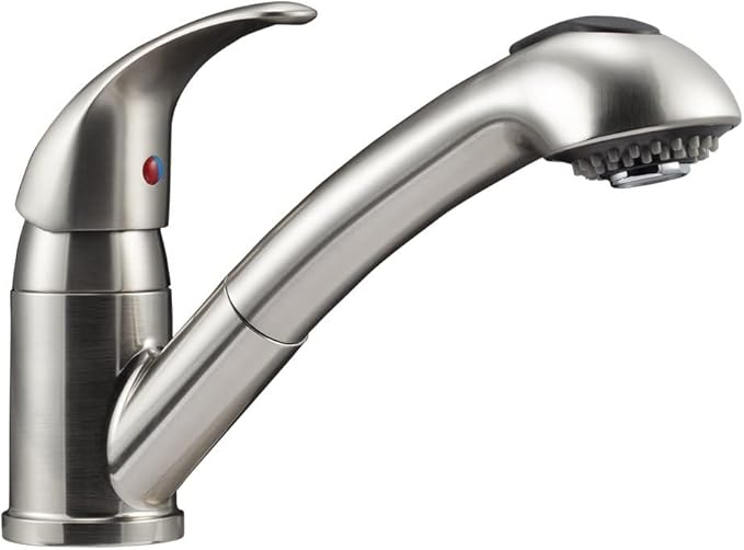 Dura Faucet DF-NMK852-SN RV Pull-Out Swivel Single Handle Kitchen Sink Faucet - One-Hole (Brushed Satin Nickel)
