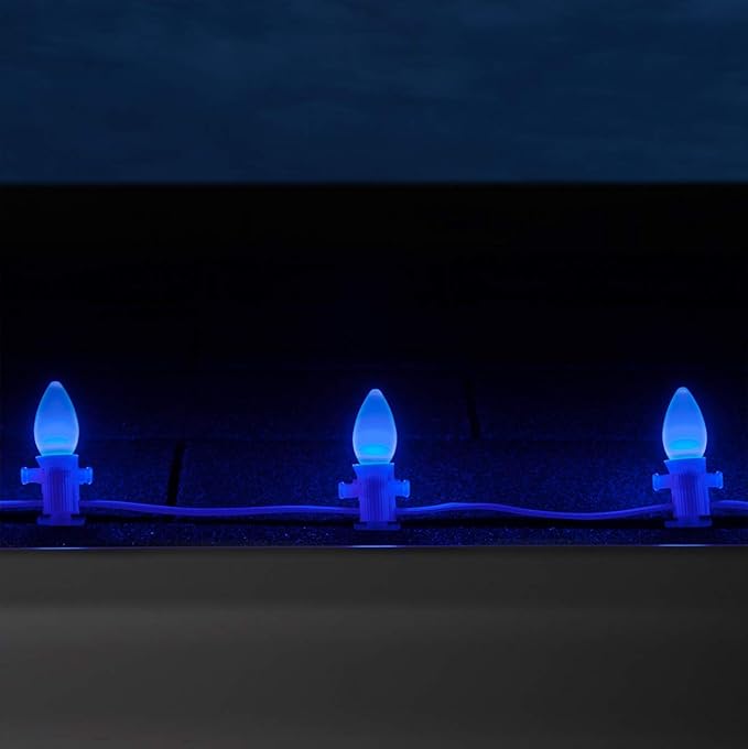 Wintergreen Lighting OptiCore C7 LED Christmas Light Bulbs - 25 Pack Heavy Duty Premium Outdoor Christmas Lights, E12 Base (Blue Smooth)