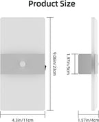 2 Pack Motion Sensor Wall Lights, Morden Silver Decorative LED Indoor Night Light, 3000K Warm Light Battery Operated Wall Sconces for Porch Bedroom Living Room Hallway(Silver)