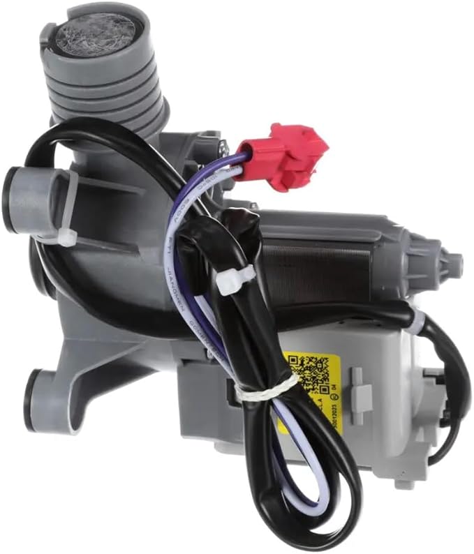 Washer Drain Pump Assembly WH11X34742 Fit For Frigidaire FFTW4120SW1 FFTW4120SW FFTW4120SW0 ATLMW41 CTW41N1AW MLV41N1AWW MLV45N1BWW MLV45N1BWWC MLV45N3BMG MLV45N3BWW FFTW4120SW0 HLTW600AXW
