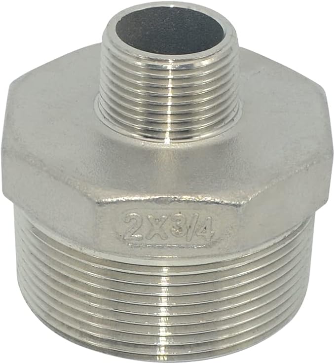 2" x 3/4" Male Threaded Reducing Nipple Fitting/Adapter,Stainless Steel SS304 NPT Pipe Hex Reducer