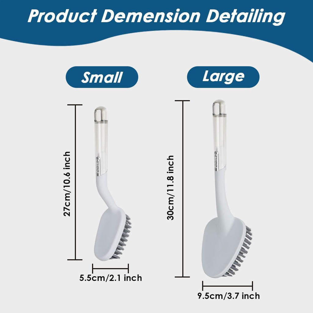 3 Pack Heavy Duty Bathroom Scrub Brush with Long Handle, Stiff Bristles Grout Brush, Scrub Brushes for Cleaning Bathroom, Shower, Tile, Tub, Carpet, Kitchen, Sink (Crystal Gray)