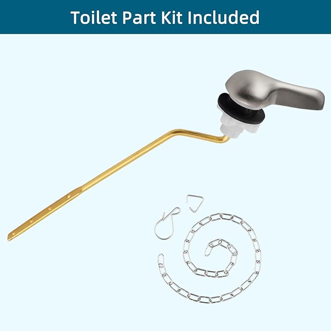 Hygie Rinse Metal Toilet Handle Replacement Kit Universal Side Mount Fit, Toilet Lever Compatible with American Standard/Glacier Bay/Gerber, Toilet Flush Handle with Flapper Chain, Brushed Nickel