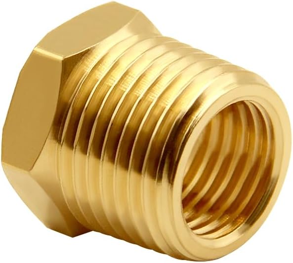 4PCS Brass Reducer Bushing, 1/2" NPT Male to 3/8" NPT Female Thread, Hex Reducing Convert Adapter Pipe Fitting Connector for Water/Oil/Gas