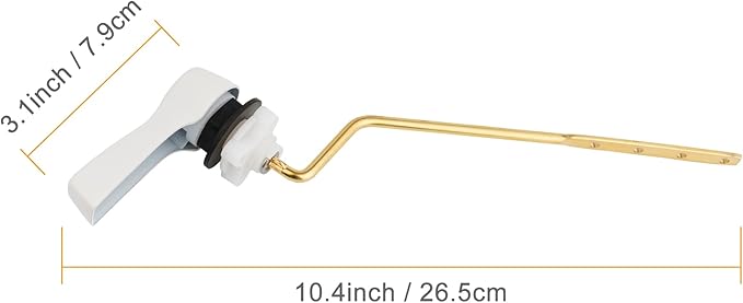 Hibbent Universal Metal Side Mount Toilet Handle Replacement Kit, Brass Toilet Flush Tank Lever with Stainless Steel Flapper Chains for Most Toilets, White Finish