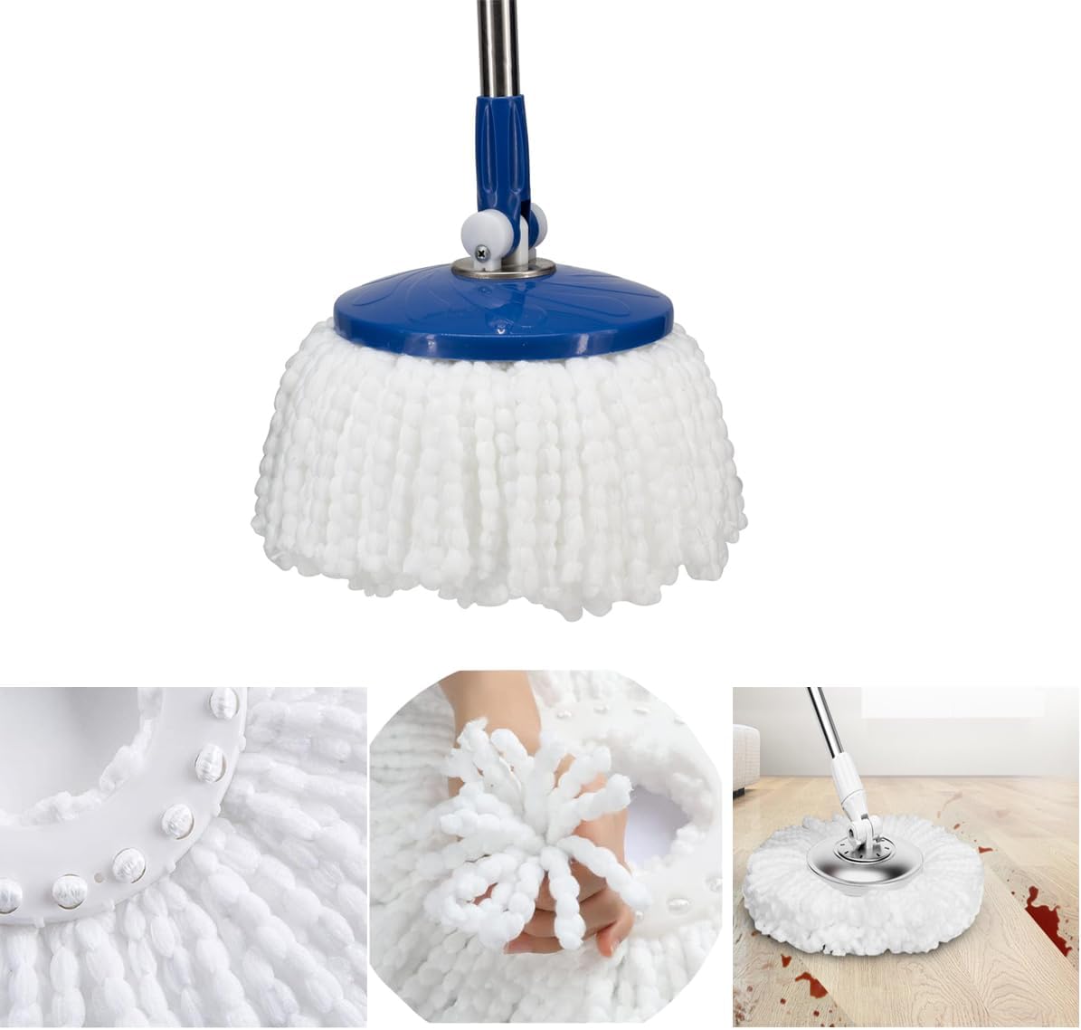 YWSHF Spin Mop Head Replacement Compatible with Hurrican, Mopnado, Cassabel 360 Spin Magic Mopping,Microfiber Spin Mop Refill Heads for Universal Round Shape Standard Size 5 Pack