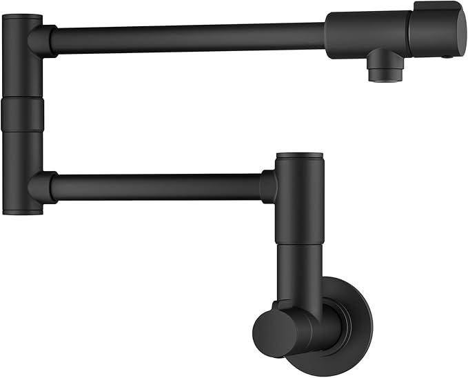 KRAUS Bolden 2 Handle Pot Filler Faucet with Retractable Arm, Wall Mount Kitchen Faucet, Pot Filler for Over Stove in Matte Black, KPF-5003MB