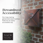 NACH Mailboxes for Outside Wall Mount, 10 x 10 x 4 inch Antique Copper Mail Boxes for House Outside, Waterproof Mailboxes for Outside - Chicago Style Mail Box