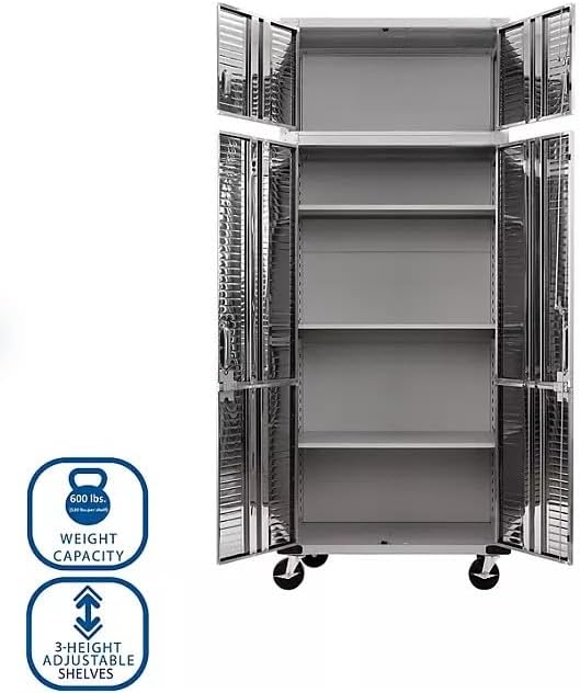 Heavy Duty 8-Piece Steel Garage Cabinet Storage Set with Rolling Workbench, 12 Feet Wide (Granite)