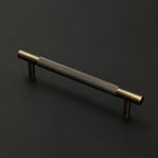Solid Brass Cabinet Pulls, Knurled Cabinet Pull, Antique Brass Drawer Handles for Bathroom, Bedroom, Kitchen (4, 6.3inch/160mm)