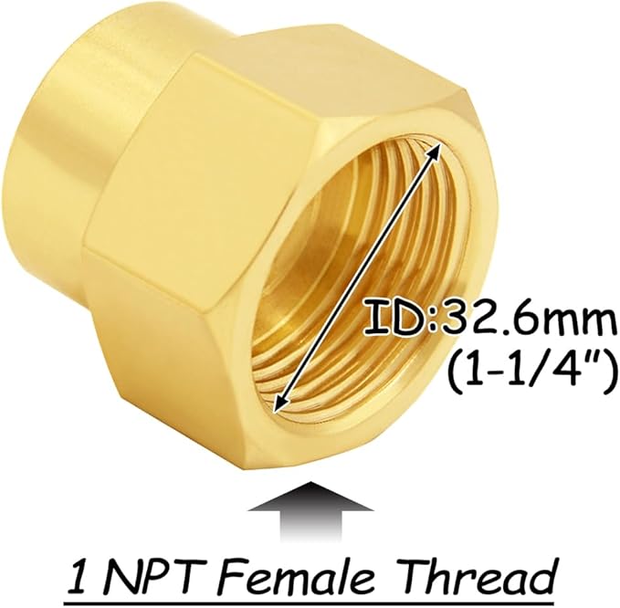 2PCS Brass Reducer Adapter, 3/4" NPT Female to 1" NPT Female Thread, Hex Reducing Pipe Fitting Coupler Nipple Connector for Water/Oil/Gas