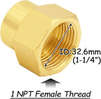 2PCS Brass Reducer Adapter, 3/4" NPT Female to 1" NPT Female Thread, Hex Reducing Pipe Fitting Coupler Nipple Connector for Water/Oil/Gas