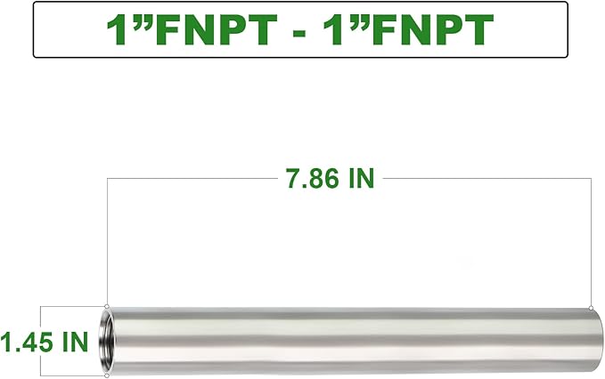 TAISHER 2PCS Stainless Steel Pipe Fittings, 1" NPT x 1" NPT Female Threaded, 8" Length Nipple Cast Pipe