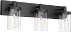 Aipsun Black Vanity Light for Bathroom 3 Light Farmhouse Bathroom Lights Fixtures Over Mirror with Clear Glass Shade(Exclude Bulb)